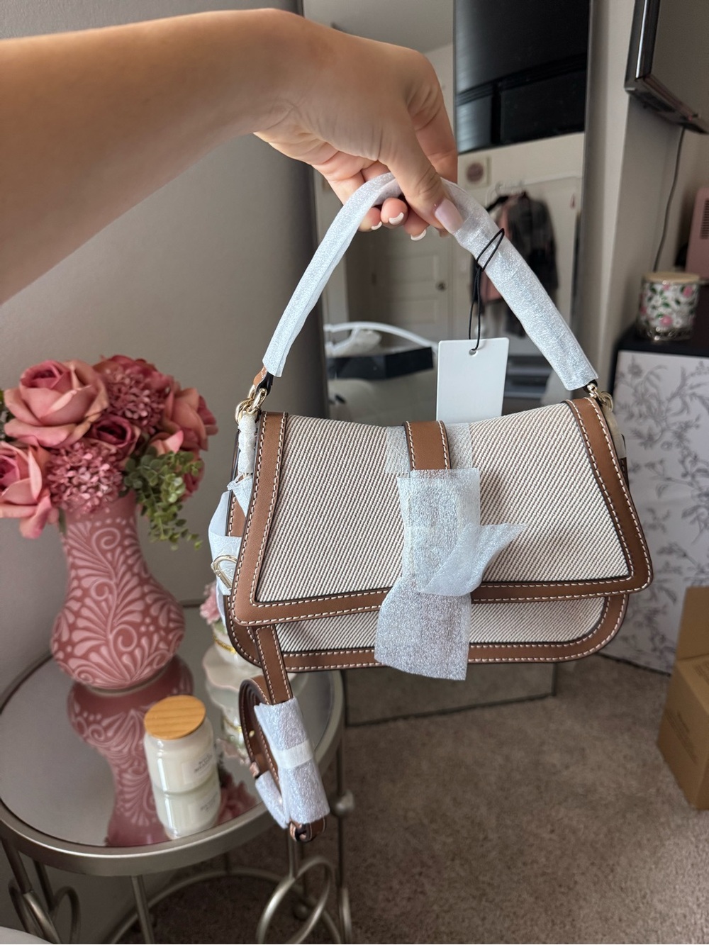 Furla Flow Shoulder Bag Cognac Brown NWT